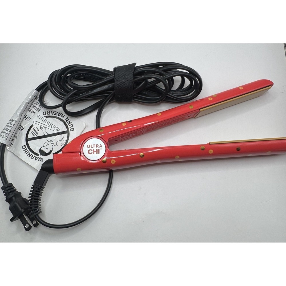 Ultra CHI Flat Iron Hair Straightener Pink Gold Polka Dot 1 Inch Ceramic 410F